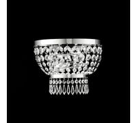 Applique Mozart in Ferro e Ottone Cromato con Strass, 22x27xH14 cm, Cromo Lucido, 2xE14 - 42 Watt Max