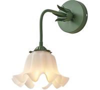 Applique murale à fleurs blanches pour chambre à coucher, style nordique moderne, en verre laiteux, lampe murale florale verte, lampe murale rose pour couloir, lampe suspendue pour chambre à coucher,