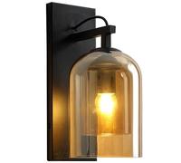 Applique murale du milieu du siècle en verre fumé ambré pour intérieur, style ferme moderne, style grange, noir, rustique, industriel, vintage, pour cuisine, au-dessus de l'évier, pour chambre à couch