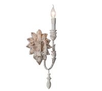 Applique murale style campagnard français, style nordique, blanc vieilli, luminaire mural à 2 lumières, double bougie, style Art déco vintage, style rustique, pour chambre à coucher, chevet, salle de