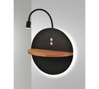 Applique Nera Dual 2 Luci Stile Moderno in Metallo e Legno per Illuminarte il Tu [EEK: A++]
