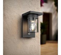 Applique Nera IP54 con Base E27 e Sensore di Movimento - Serie RIGA