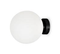 Applique Nero Bianco E14 Rotondo Ø 20 CM Schermo Palla Vetro Metallo Luce Bagno