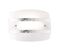 TRIO LEUCHTEN - PLAFONIERA NIKOSIA IN VETRO BIANCO DECORO FOGLIA ARGENTO 30x22 C