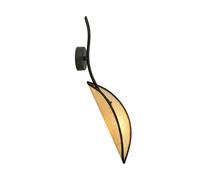 Applique Nordica 1 Luce Ares In Acciaio Nero E Rattan