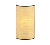 Applique Nordica 1 Luce Ladone In Acciaio Nero E Rattan
