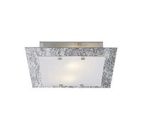Applique o Plafoniera con Finitura Foglia Oro Argento o Rame Diffusore in Vetro Serigrafato Design Soggiorno Cucina LED (Argento, 50x50)