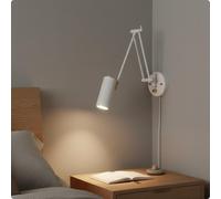 Applique Orientabile a Braccio Lungo Salva Spazio Lampada da Comodino a Parete