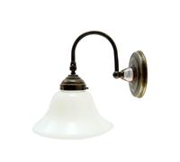 Applique ottone brunito,lampada parete illuminazione con vetro ministeriale ac13