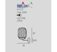 APPLIQUE OTTONE SATINATO 1 LUCE VETRO FUME 1181OS-AT-FU