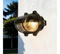 Applique ovale esterna Skiathos in ottone massiccio E27 IP64, resistente alla ruggine in vetro scanalato stile marittimo ideale per casa terrazzo