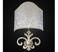 Applique parete 1 luce ottone spazzolato con paralume ventola damasco oro