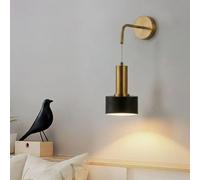 Applique Parete colore Ottone Nero Moderna E27 Regolabile 100cm Design Minimal [EEK: A]