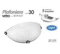 APPLIQUE PARETE MURO PLAFONIERA MEZZALUNA 1 LUCE E27 VETRO CRISTAL SATINATO 30cm [EEK: A+++]