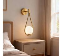Applique parete ottone per G9 sfera opalina lampada design moderno interno IP20 [EEK: A]