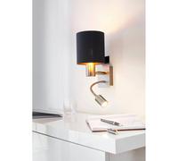Applique Moderna Pasteri Acciaio Nichel Satinato Stoffa Nero 1 Luce E27 Ip20