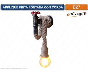 APPLIQUE PENDENTE VINTAGE DA PARETE A FORMA DI FONTANA E CORDA CON ATTACCO E27