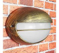 Applique per esterni AMSTERDAM dal design ovale in stile marittimo di color oro impermeabile IP44 E27 ideale per balcone, giardino, cortile