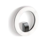 Lampada da parete in alluminio pressofuso OMEGA APPLIQUE TONDA 20W LED 3000K Diametro 28 cm Luce diretta con diffusore in termoplastico opalino colore GRAFITE GRAFITE
