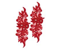Applique Pizzo Perline 2 pezzi toppe in pizzo floreale 14,17x4,72 '' applicazioni di paillettes con perline cucire ricamate fiori Rhineston Applique Perline Abito