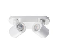 Vetrineinrete® Applique plafoniera 2 diffusori orientabile da soffitto parete lampada attacco per faretto GU10 per bagno soggiorno bianco o nero (Bianco)