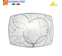 Applique Plafoniera Lampada Sospensione Vetro Bianco Cerchi Lampadario TRIO E27 [EEK: A+]