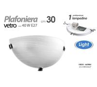 APPLIQUE PLAFONIERA MEZZALUNA SATINATA PARETE 40W 1 LUCE E27 VETRO BIANCO 30 CM [EEK: A+++]