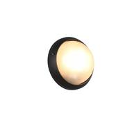 TOROLO PLAFONIERA APPLIQUE DA ESTERNO TONDA FUSIONE DI ALLUMINIO NERA E VETRO SATINATO D. 25,8CM IP44 1 LUCE ATTACCO E27