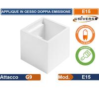 Applique in gesso da parete interno cubico verniciabile doppia emissione di luce