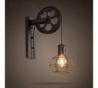 Applique Puleggia Industriale Vintage Gabbia in Metallo Retro Sospensione Apparecchio Paralume E27 Creativo Stile Loft Bar, Arrugginito