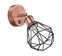 Applique RETRA switch bronzo opaco attacco tondo E27 Paralume a gabbia