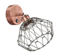 Applique RETRA switch bronzo opaco rotondo presa E27 gabbia paralume pieghevole