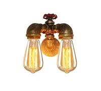 Applique retrò per interni, illuminazione vintage da parete, lampada da parete industriale con tubo dell'acqua, loft, lampada da parete antica in ferro a doppia testa, E27, stile country, steampunk,