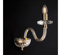 Applique Ruben in Ferro Dorato e Vetro Trasparente 22x13x30 cm, Cristallo Oro Lucido, 1xE14 - 42 Watt Max