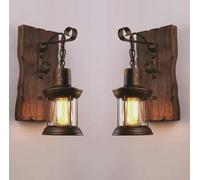 Applique Rustiche Lampade Da Parete In Legno Per Agriturismo Lampada Da Parete Industriale Retrò Luce Di Vanità Per Corridoio Corridoio Camera Da Letto Lato Letto Soggiorno Bagno ( Dimensione : 2PCS )