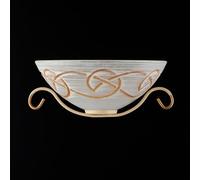 Applique Rustico 1 Luce Ferro Battuto Avorio e Oro Vetro Ambra Serie Faraone