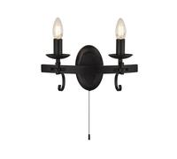 Applique Rustico-Country Cartwheel Iii Acciaio Nero 2 Luci E14 [EEK: A++]