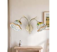 Applique rustico in ceramica siciliana girasole a 2 luci coll. Alma
