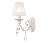 Applique Shabby Chic Grace Metallo Bianco 1 Luce Diffusore Bianco