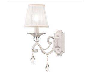 Applique Shabby Chic Grace Metallo Bianco 1 Luce Diffusore Bianco