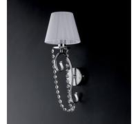 Applique Shabby Chic Magda Metallo Cromo E Cristallo 1 Luce E14 Con Paralume [EEK: A++]