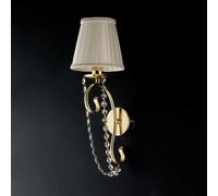 Applique Shabby Chic Magda Metallo E Cristallo Oro 1 Luce E14 Con Paralume [EEK: A++]