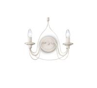 Applique Shabby Chic-Provenzale Corte Metallo Bianco 2 Luci E14