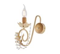 Applique in ferro laccato avorio con decorazione effetto decapè e rifiniture oro antico con strass in cristallo 1 luce