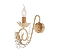 Applique Shabby Damasco 1 Luce Ferro Battuto Avorio E Oro Con Cristalli [EEK: A++]