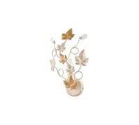 Applique Shabby Edera 1 Luce Ferro Battuto Avorio E Oro Con Foglie E Cristalli