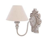 Applique shabby in legno con paralume in stoffa arredo ambiente country vintage [EEK: A]