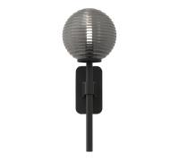 Applique Singola Astro Tacoma Opaco Nero e Paralume Scanalato Affumicato