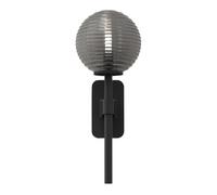 Applique Singola Tacoma Opaco Nero e Paralume Scanalato Affumicato