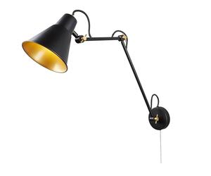 Applique Snodabile Moderna Swinf Arm Acciaio Nero Oro 1 Luce E27